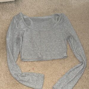 SHEIN Heather Gray Long Sleeve Crop Top